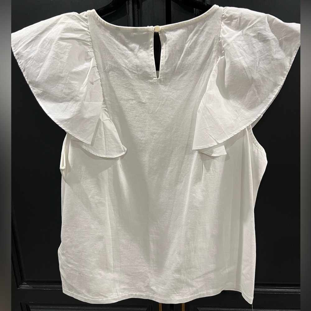 J. Crew White Ruffled Blouse - Picture 3 of 3